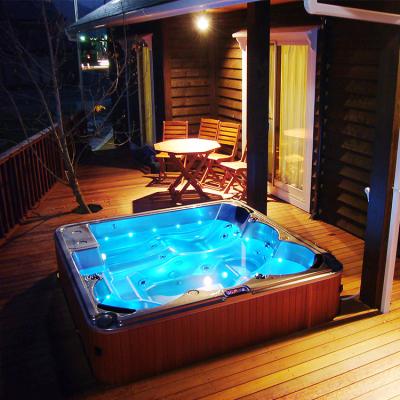 China hot skirt bathtub (straight skirt) jakuzi jakuzi hot tub double side whirlpool outdoor spa for sale