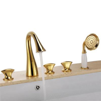 China Design TI-PVD Thermostatic Luxury Gold Faucets Brass Flushbonading Bathtub Faucet for sale