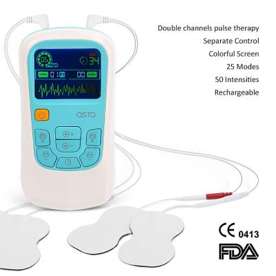 China 25 Modes 50 Intensities Digital Pulse Output Electronic Dual Channel Ten Unit Muscle Stimulator Massager Ten Unit for sale