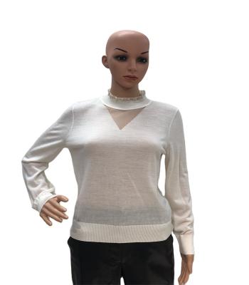 China High Quality Anti-wrinkle Autumn Winter See Through Basic 100% Wool Knitted High Neck Basic Long Sleeve Women Tops for sale