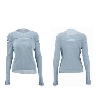 China 2021 Anti-wrinkle ladies ribbed knit long sleeves top pullovers spring autumn summer women knit sweater for sale