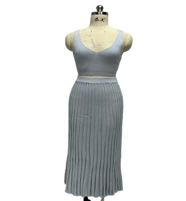 China Anti-wrinkle spring summer 2022 new arrive high quality knitted vest + fashion skirt for women knitwear for sale