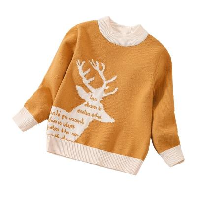 China 2021 Children Anti-Shrink Wholesale Long Sleeve Knitwear O Neck Animal Letters Knitted Cute Kids Boy Autumn Winter Loose Sweater for sale