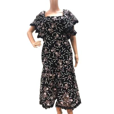 China Lady Floral Bodysuit butterfly sleeve silhouette design dress dress new factory new arrival fashion washable slim woman woven dress for sale