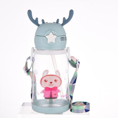 China Michley 600ml Cartoon Christmas Antlers Reindeer Portable Kids Plastic Baby Toddler Water Bottles With Shoulder Strap for sale