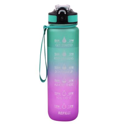 China Sustainable Michley 32OZ Tritan BPA Free Time Marker Frosted Plastic Water Bottle Motivational Fitness With Straw for sale