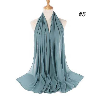 China Cheapest Chiffon Scarfs Polyester Muslim Women Casual Light Soft Smooth Wholesale Veil Hijab for sale