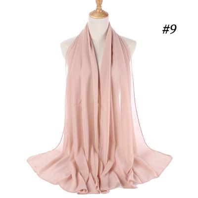 China Wholesale new 81 colors georgette polyester 81 colors georgette muslim woman scarf bubble hijab heavy thick simple chiffon wholesale for sale