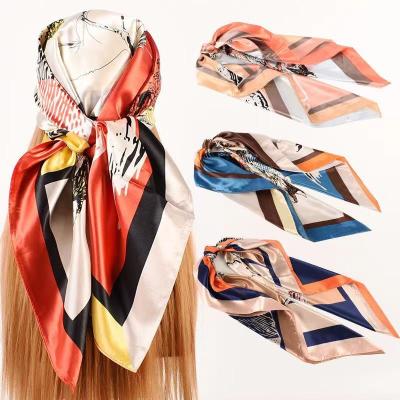 China Polyester Digital Printing Luxury Custom Printed Woman Large Square Long Satin Hijab 100% Silk Hijab Scarf Large for sale