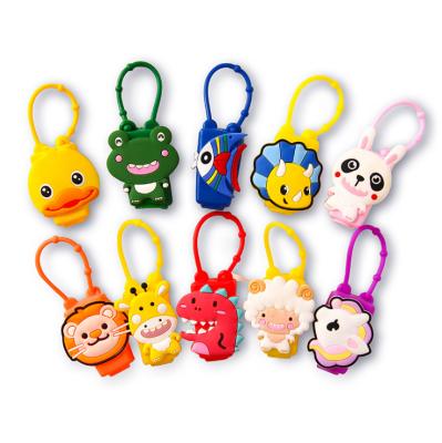 China Factory Customized Kids Boy Girl Animal Gift Daily Use Cartoon Silicone Hand Sanitizer Holder 30ml Silicone Perfume Bottle Holder for sale