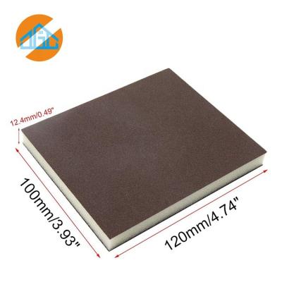 China Sustainable Factory Bilateral Abrasive Sanding Sponge Pads 98x120 Mm Kitchen Sponge Sanding Pads for sale