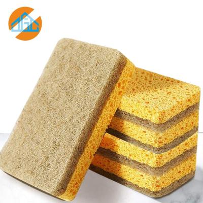 China Sustainable Eco-friendly Multi-surface Scrub Sponge Dish Double Sided Wash Cellulose Natural Sisal Sponge for sale