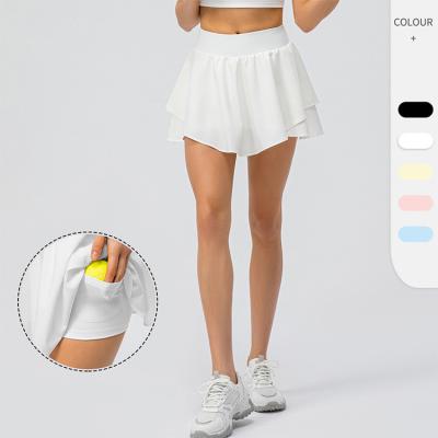 China New High Grade Breathable Custom Sportswear Fabrics Indoor Gym Sport Shorts Fitness Golf Tennis Skirt With Pocket for sale