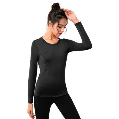 China Custom Logo Active Fitness Breathable Wear Breathable Women Long Sleeve Yoga Shirt for sale