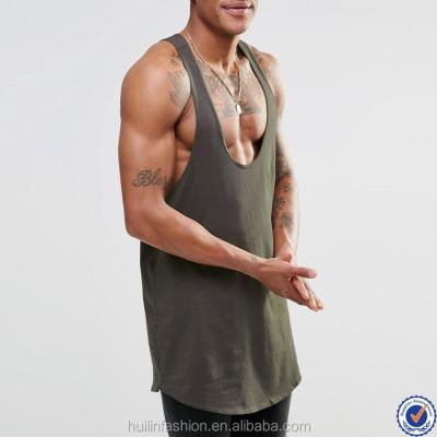 China Anti-pilling 100% cotton smooth muscle tank tops for men drop sleeve opening scoop neck super gym tank top for sale