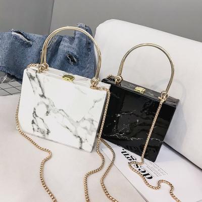 China Hot Sale Wholesale Waterproof Ladies Shoulder Box Elegant Marble Handbags Women Fashion Girl Clips Leather Handbags for sale