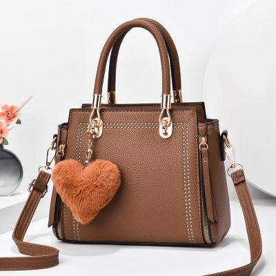 China Other New Arrivals Women Leather Bags With Large Designer Plush Heart Shaped Dangle Ladies Purses And Handbags for sale