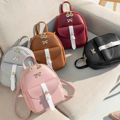 China Fashion Waterproof Wholesale Small Purses Backpack Mini Leather Women Mini Cute Pink Bow Backpack and Handbags School Bag For Girls for sale