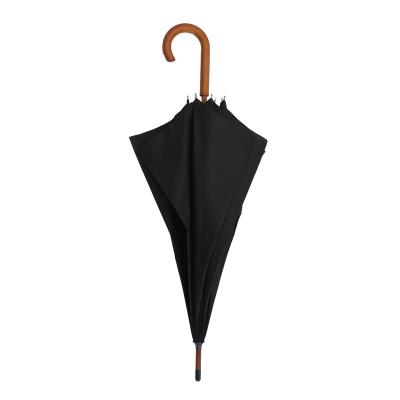 China Contemporary Auto Open Stick Straight Wood Shaft And Curve Wood Handle Custom Umbrellas for sale