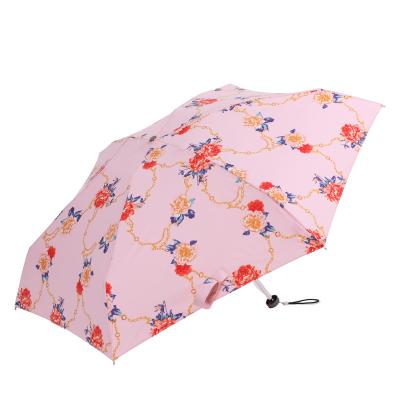 China Bohemian 20 Inch 5 Small Mini Color Coating Foldable UV Sunny Five Travel Folding Umbrellas for sale