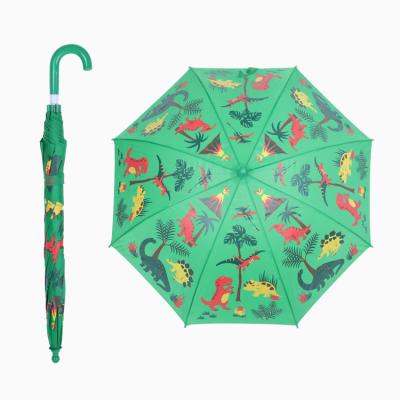 China Stretch 2020 New Custom Design Open Green Animal Cartoon Printing Silk Screen Handbook Straight Child Children's Umbrella for sale