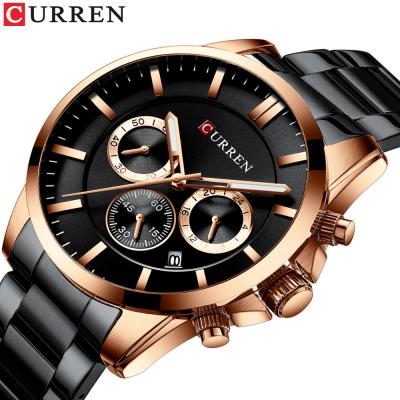 China Curren 8358 Multifunction Calendar Men's Automatic Date Watch Water Quartz Steel Band Watch Six-hand Watch for sale