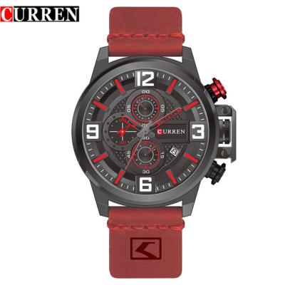 China Best Selling Chronograph Date Watch Luxury Top Genuine Leather Man Luxury Sport Curren 8278 Brand Chronograph Analog Watch for sale