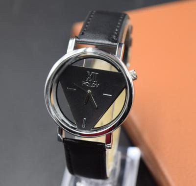 China Personality Automatic Classic Black And White Color Date Triangle Belt Hollow Watch for sale