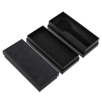 China Recyclable Black Laini Pattern Set Watch Packaging Box Stain Elegant Jewelry Rectangular Gift Box for sale