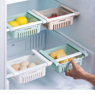 China Mini Sustainable ABS Slide Kitchen Fridge Freezer Space Saver Organization Storage Rack Bathroom Shelf for sale