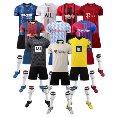 China Quick-drying 2022 new style club sublimation soccer shirt set custom mens football soccer uniform jerseys football wear with logo numbers for sale