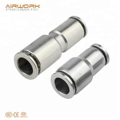 China PG copper airwork 10mm tube pneumatic air hoses straight reducing brass fitting types with nickel plating for sale