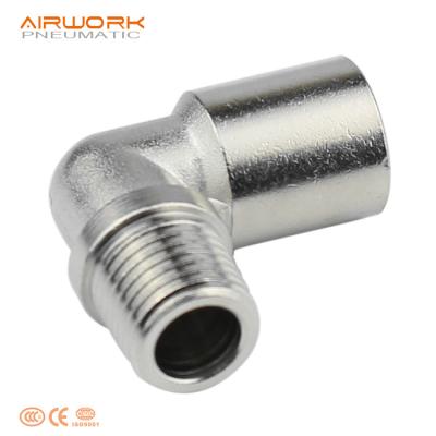 China Copper PLF 90 Degree Elbow Male Female Adapter Nickel Plated Brass Fitting For Tubing for sale