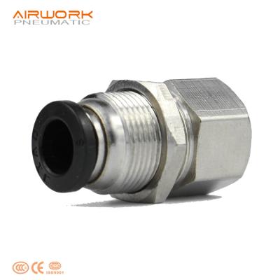 China Copper PMF Plastic Bulkhead Fitting Air Automatic Pneumatic PU Tube Fittings for sale