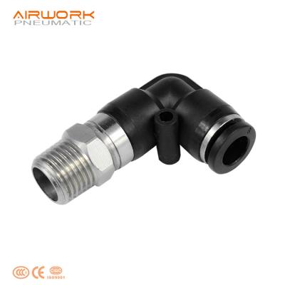 China Plastic NRL L Type 90 Degree Switch Male Pneumatic Rotating Elbow Push Swivel Plastic Fitting for sale