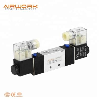 China General Operation Flow Control Valve 5 3 Way Double Coil Solenoid Valve Pneumatic Air 220v Electric AC 24v DC for sale