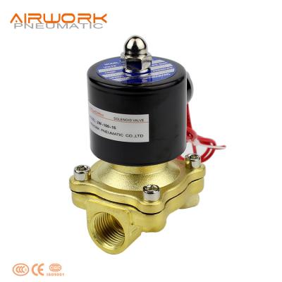 China 2W 2W160-15 Series 220v 24v 12 Volt 2W160-15 General Brass Narrow Normally Open Water Pneumatic Solenoid Valve for sale