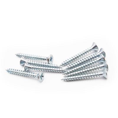 China C1022 Truss Countersunk Flat Head Self Tapping Screw With Galvanized Carbon Steel Pozi Drive Chipboard Wood Screws for sale