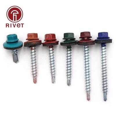 China Wholesale Custom Galvanized Metal Hex Head HEX Color Stainless Steel With Rubber Gaskets Screw Self Drilling Roofing Screw for sale