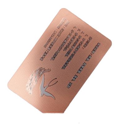 China China Customized Rose Gold Metal Business Card Luxury Metal Gift Certificate Business Cards for sale