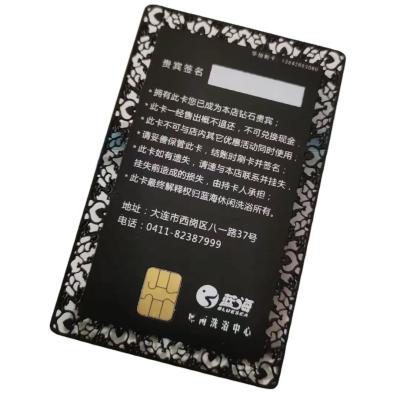 China Customized Waterproof/Waterproof White RFID Chip Black Credit Card Size Metal VIP Member Metal Cards With Chip Slot for sale