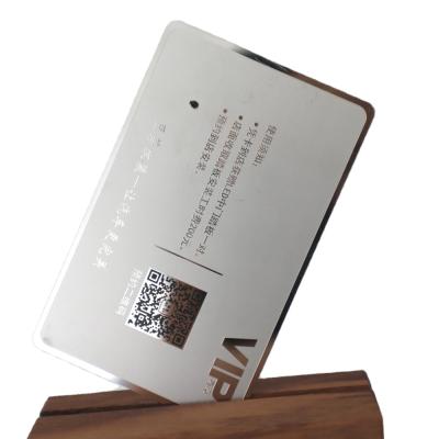 China China Presonalized Qr Shinny Code Metal Card Metal Card Etched Cards Mirror Metal Business Cards for sale