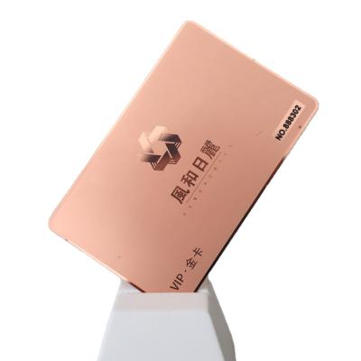 China China 0.8mm Laserable Mirror Rose Gold Metal Credit Card Busniess Card for sale