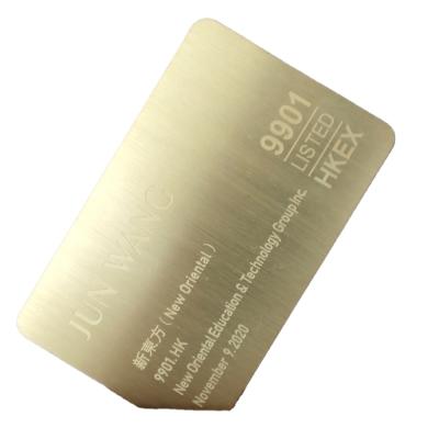 China China Cheapest Price Metal Brush Gold Business Card / Metal Credit Card Business Cards Printing for sale