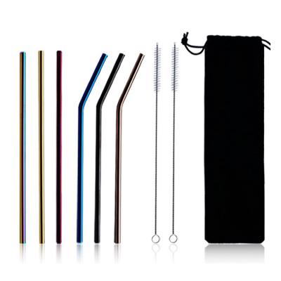 China 2021 Manufacturer Muti Color Reusable Stainless Steel Metal Straw For Fruit Juice Drinking Stocked Straws for sale