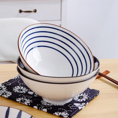 China Viable Professional Wholesale Ceramic Tableware Personality Salad Bowl Japanese Ceramic Noodle Bowl for sale