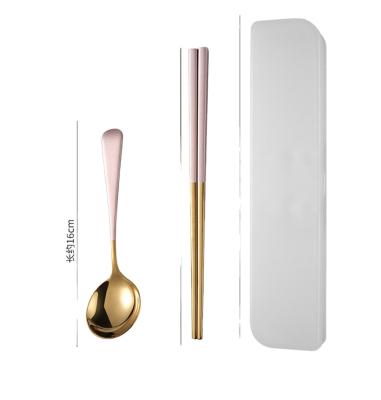 China Different Color Dinnerware Stocked Spoon 304 Stainless Steel Portable Spoon And Fork Stainless Cutlery Set for sale