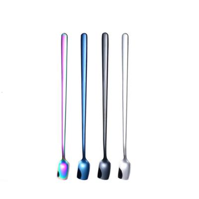 China Viable Custom Colorful Table Coffee Dessert Tea Stainless Steel Mixing Spoon Sugar Ice Cream Gift Spoons for sale