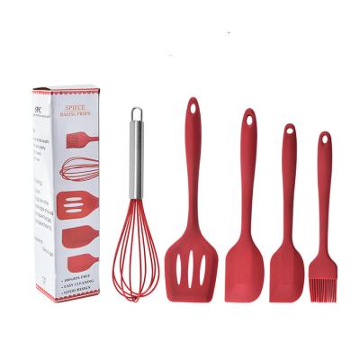 China Viable Hot Sale 5 Pcs Set Colorful Nonstick Cookware Backing Full Cookware Sets Silicone Kitchen Utensil Set for sale