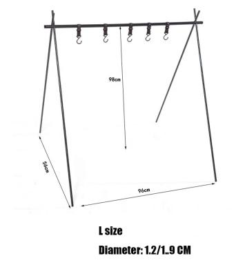 China Aluminum Alloy Foldable Outdoor Hanging Portable Storage Rack Camping Folding Hanger Picnic Storage Tripod for sale